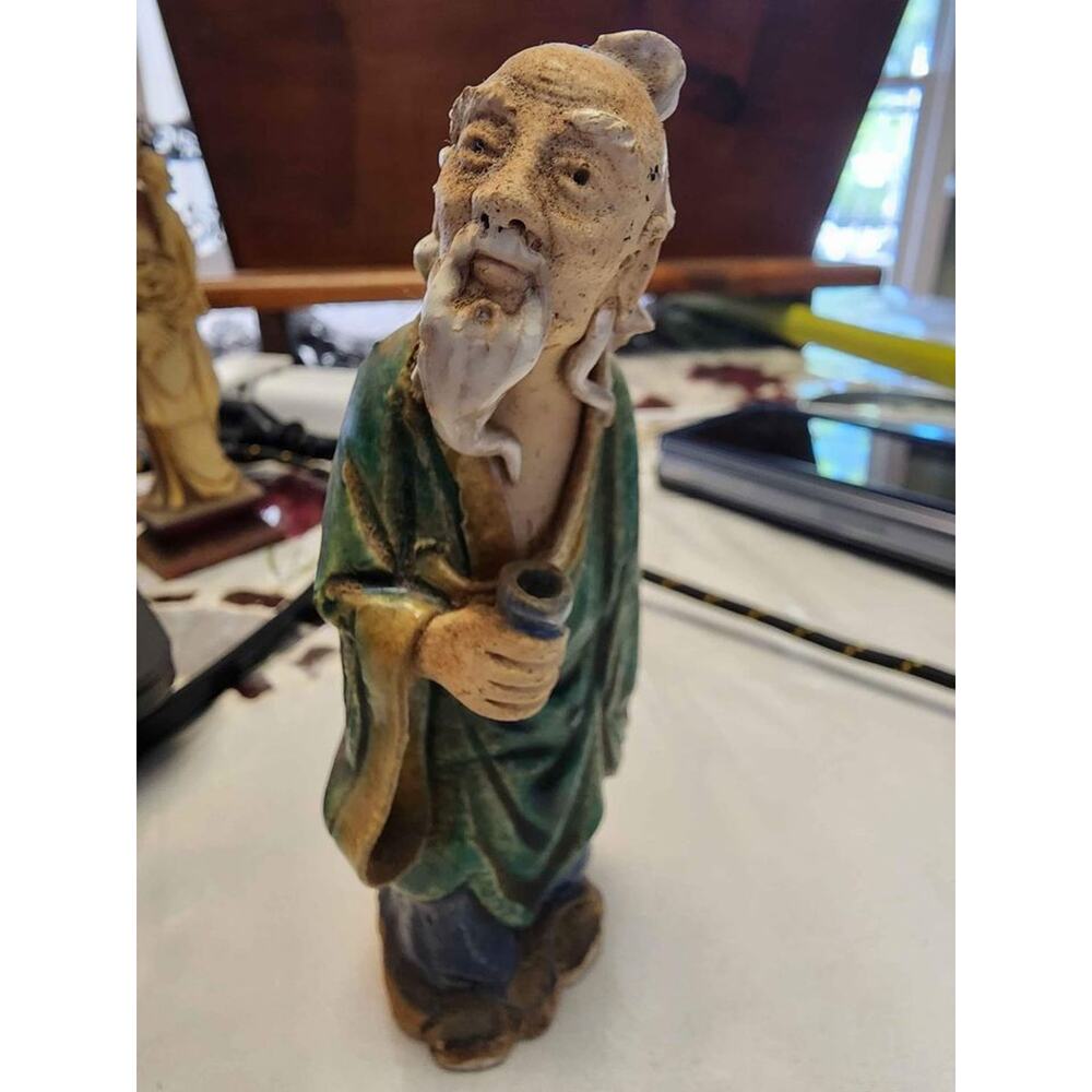 Antique Vintage Chinese Mudmen Figure In Great Shape.  4 1/2  Inches Tall.